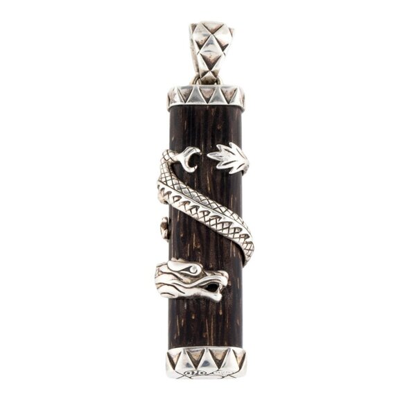 JOHN HARDY STERLING SILVER 925 WOOD RARE LEGENDS NAGA ENHANCER PENDANT - Picture 1 of 7